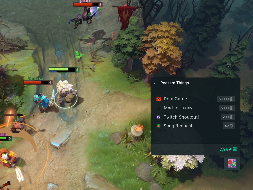 Screenshot of Streamlabs Twitch extension loyalty points